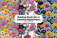 Raindrop Florals Seamless Digital Paper Vol.1.7, 3 PNG Product Image 1