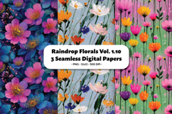 Raindrop Florals Seamless Digital Paper Vol.1.10, 3 PNG Product Image 1
