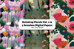 Raindrop Florals Seamless Digital Paper Vol.1.12, 3 PNG Product Image 1
