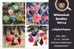 Whimsical Baubles Digital Paper Vol.1.5,4 PNG and JPEG Product Image 1