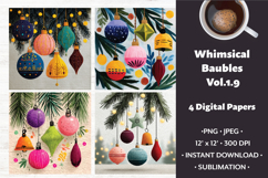 Whimsical Baubles Digital Paper Vol.1.9,4 PNG and JPEG Product Image 1