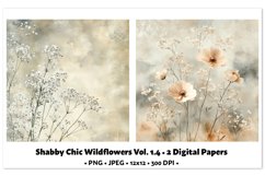 Shabby Chic Wildflowers Digital Paper Vol. 1.4, 2 PNG &amp; JPEG Product Image 1