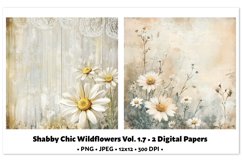 Shabby Chic Wildflowers Digital Paper Vol. 1.7, 2 PNG &amp; JPEG Product Image 1