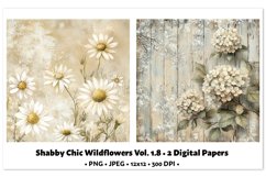 Shabby Chic Wildflowers Digital Paper Vol. 1.8, 2 PNG &amp; JPEG Product Image 1