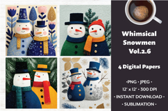 Whimsical Snowmen Digital Paper Vol. 2.6, 4 PNG &amp; JPEG Product Image 1