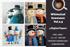 Whimsical Snowmen Digital Paper Vol. 2.9, 4 PNG &amp; JPEG Product Image 1