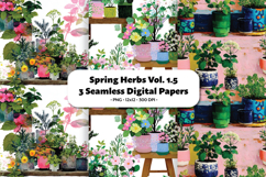Spring Herbs Seamless Digital Paper Vol.1.5, 3 PNG Product Image 1