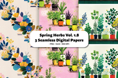 Spring Herbs Seamless Digital Paper Vol.1.8, 3 PNG Product Image 1