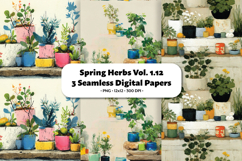 Spring Herbs Seamless Digital Paper Vol.1.12, 3 PNG Product Image 1