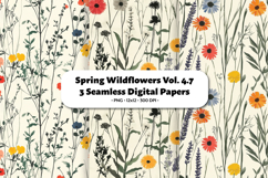 Spring Wildflowers Seamless Digital Paper Vol.4.7, 3 PNG Product Image 1