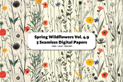Spring Wildflowers Seamless Digital Paper Vol.4.9, 3 PNG Product Image 1