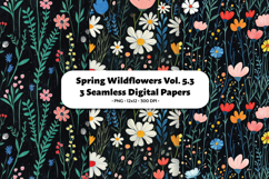 Spring Wildflowers Seamless Digital Paper Vol.5.3, 3 PNG Product Image 1