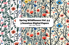 Spring Wildflowers Seamless Digital Paper Vol.5.5, 3 PNG Product Image 1