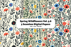Spring Wildflowers Seamless Digital Paper Vol.5.6, 3 PNG Product Image 1