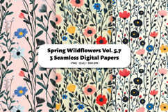 Spring Wildflowers Seamless Digital Paper Vol.5.7, 3 PNG Product Image 1