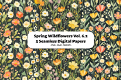 Spring Wildflowers Seamless Digital Paper Vol.6.2, 3 PNG Product Image 1