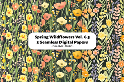 Spring Wildflowers Seamless Digital Paper Vol.6.3, 3 PNG Product Image 1