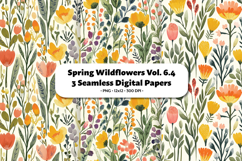 Spring Wildflowers Seamless Digital Paper Vol.6.4, 3 PNG Product Image 1
