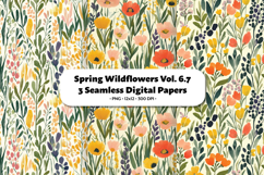 Spring Wildflowers Seamless Digital Paper Vol.6.7, 3 PNG Product Image 1