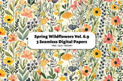 Spring Wildflowers Seamless Digital Paper Vol.6.9, 3 PNG Product Image 1