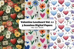 Valentine Loveheart Seamless Digital Paper Vol.1.1, 3 PNG Product Image 1
