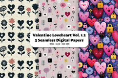 Valentine Loveheart Seamless Digital Paper Vol.1.2, 3 PNG Product Image 1