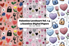 Valentine Loveheart Seamless Digital Paper Vol.1.4, 3 PNG Product Image 1