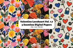 Valentine Loveheart Seamless Digital Paper Vol.1.7, 3 PNG Product Image 1