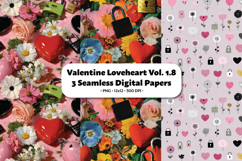 Valentine Loveheart Seamless Digital Paper Vol.1.8, 3 PNG Product Image 1