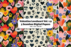 Valentine Loveheart Seamless Digital Paper Vol.1.9, 3 PNG Product Image 1