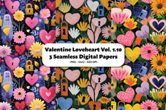 Valentine Loveheart Seamless Digital Paper Vol.1.10, 3 PNG Product Image 1
