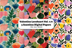 Valentine Loveheart Seamless Digital Paper Vol.1.11, 3 PNG Product Image 1