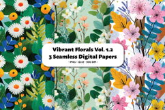 Vibrant Florals Seamless Digital Paper Vol.1.2, 3 PNG Product Image 1