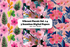 Vibrant Florals Seamless Digital Paper Vol.1.4, 3 PNG Product Image 1