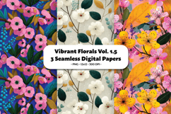 Vibrant Florals Seamless Digital Paper Vol.1.5, 3 PNG Product Image 1
