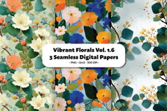 Vibrant Florals Seamless Digital Paper Vol.1.6, 3 PNG Product Image 1