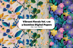 Vibrant Florals Seamless Digital Paper Vol.1.10, 3 PNG Product Image 1