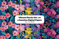 Vibrant Florals Seamless Digital Paper Vol.1.11, 3 PNG Product Image 1
