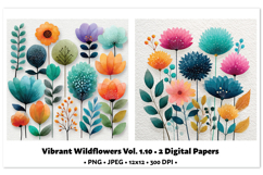 Vibrant WildflowersDigital Paper Vol. 1.10, 2 PNG &amp; JPEG Product Image 1