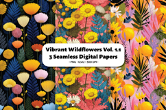 Vibrant Wildflowers Seamless Digital Paper Vol.1.1, 3 PNG Product Image 1