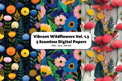 Vibrant Wildflowers Seamless Digital Paper Vol.1.3, 3 PNG Product Image 1