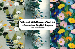 Vibrant Wildflowers Seamless Digital Paper Vol.1.5, 3 PNG Product Image 1