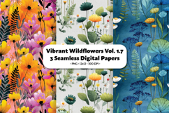 Vibrant Wildflowers Seamless Digital Paper Vol.1.7, 3 PNG Product Image 1