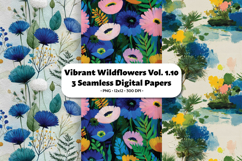 Vibrant Wildflowers Seamless Digital Paper Vol.1.10, 3 PNG Product Image 1
