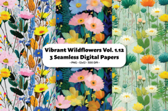 Vibrant Wildflowers Seamless Digital Paper Vol.1.12, 3 PNG Product Image 1