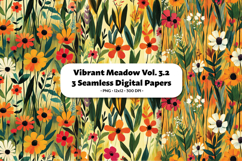 Vibrant Meadow Seamless Digital Paper Vol.3.2, 3 PNG Product Image 1