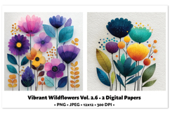 Vibrant WildflowersDigital Paper Vol. 2.6, 2 PNG &amp; JPEG Product Image 1