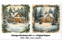 Vintage Christmas Digital Paper Vol.1.1, 2 PNG and JPEG Product Image 1