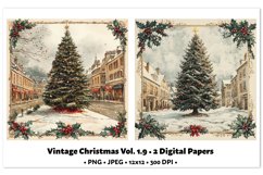 Vintage Christmas Digital Paper Vol.1.9, 2 PNG and JPEG Product Image 1