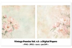 Vintage Peonies Digital Paper Vol. 1.6, 2 PNG &amp; JPEG Product Image 1
